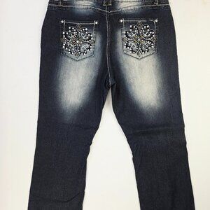 Angels Jeans Boot Cut Sz 18 Women 31 Inch Inseam Blue Studded Pocket Denim Jeans